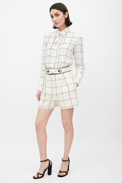 Valentino Cream & Black Wool Printed Short
