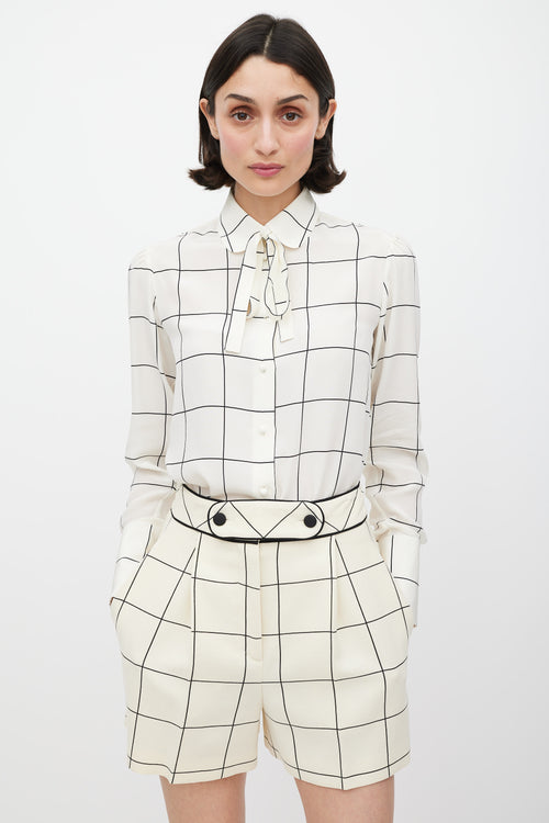 Valentino Cream & Black Wool Printed Short