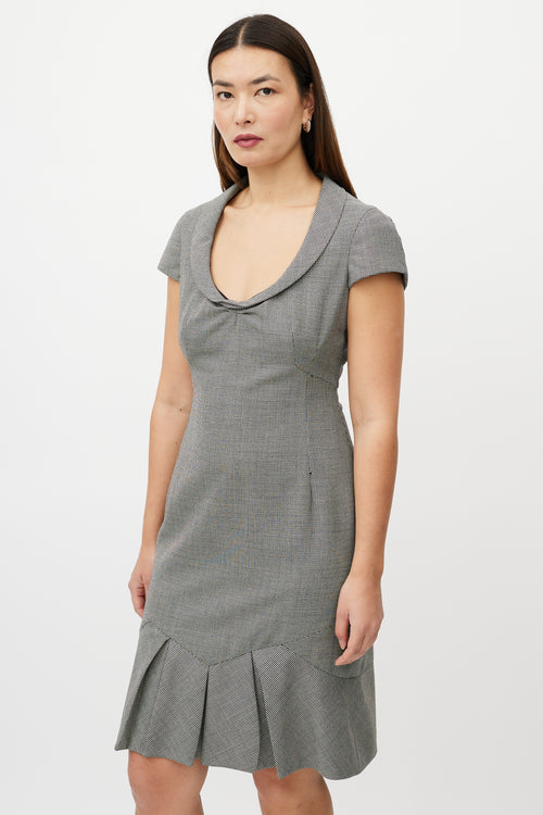 Valentino FW 2008 Black & White Houndstooth Dress