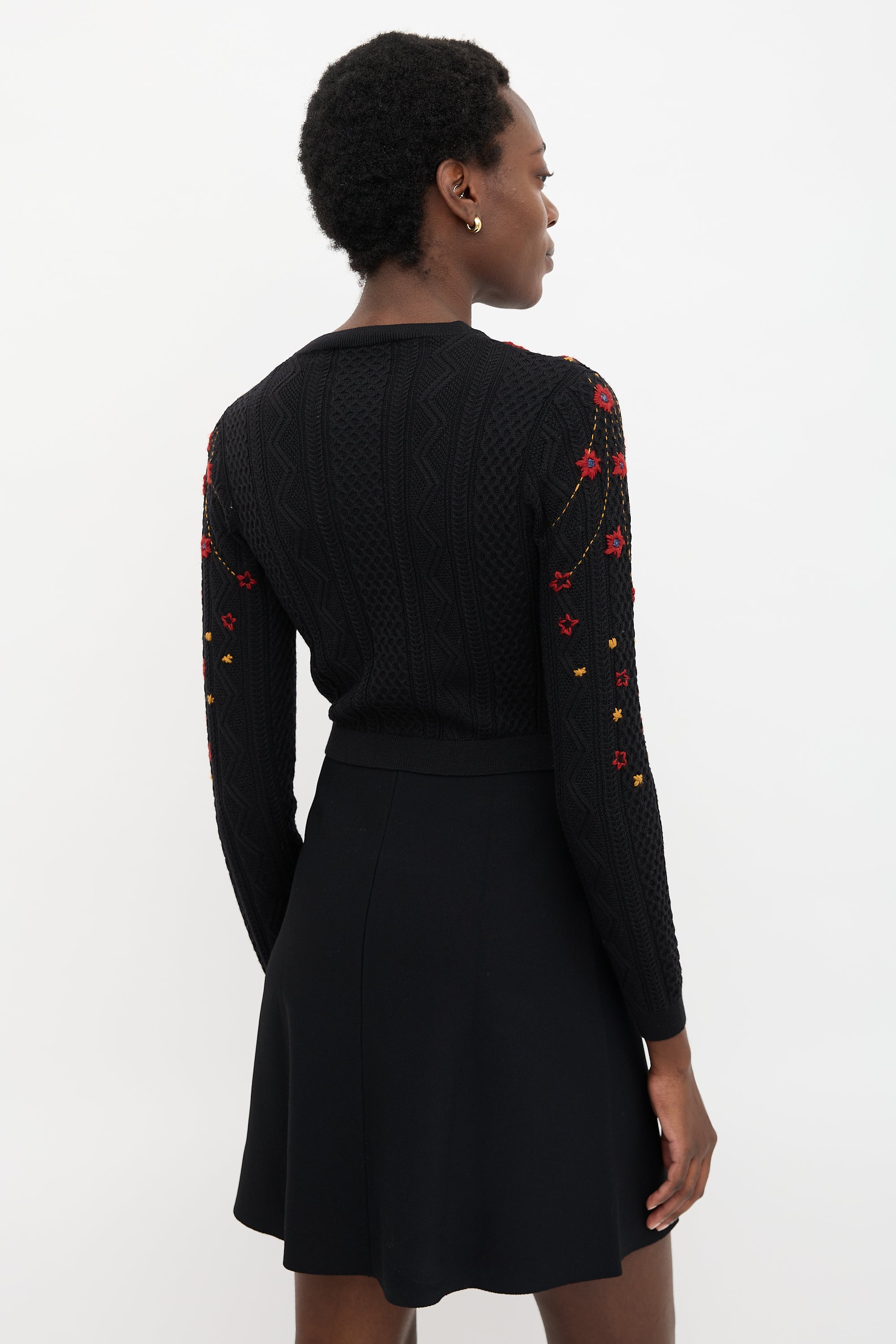 Valentino Floral Embroidered Flare Dress