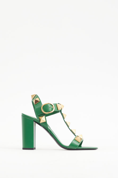 Valentino Green & Gold Roman Rockstud Heel
