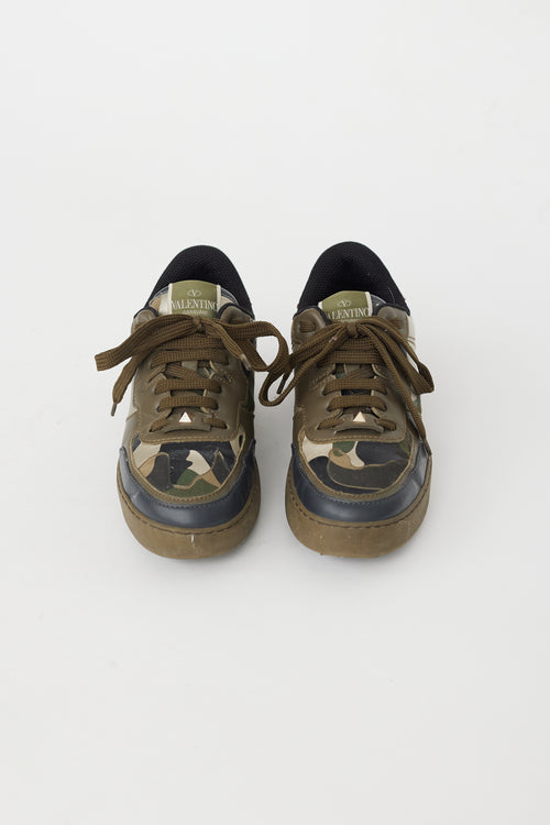 Valentino Green & Multi Camo Rockstud Sneaker