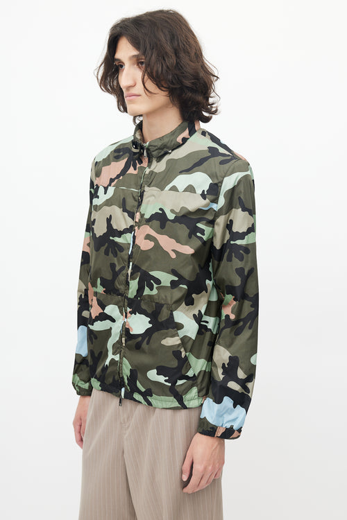 Valentino Green & Multicolour Nylon Hooded Jacket