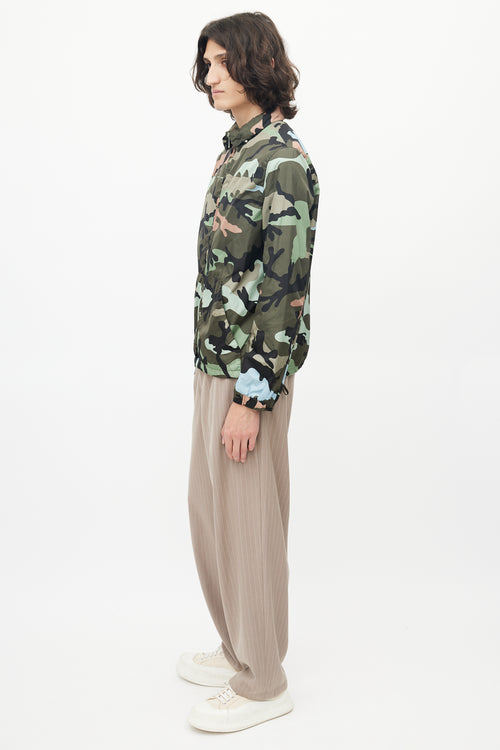 Valentino Green & Multicolour Nylon Hooded Jacket