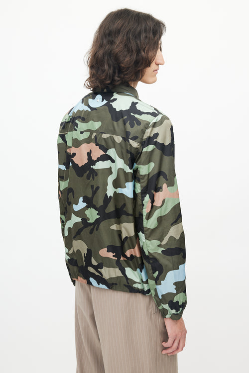 Valentino Green & Multicolour Nylon Hooded Jacket