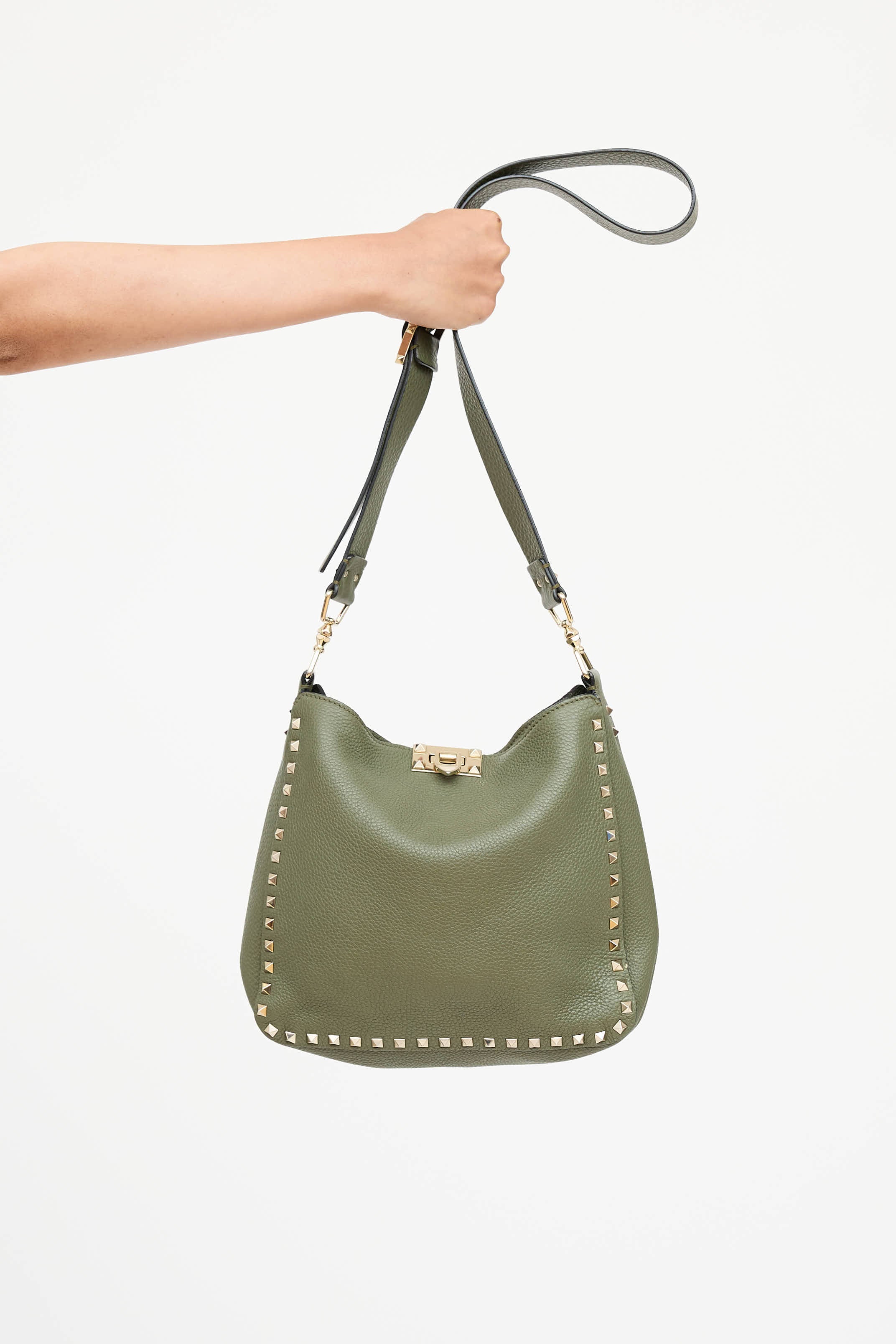 Valentino Leather Rockstud Messenger Bag