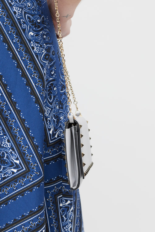 Valentino Grey & Silver Rockstud Wallet On Chain Bag