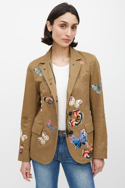 Valentino Khaki Green & Multicolur Cotton Patch Jacket