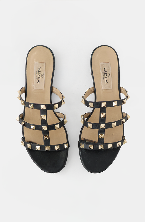 Valentino Leather Rockstud Cage Sandal