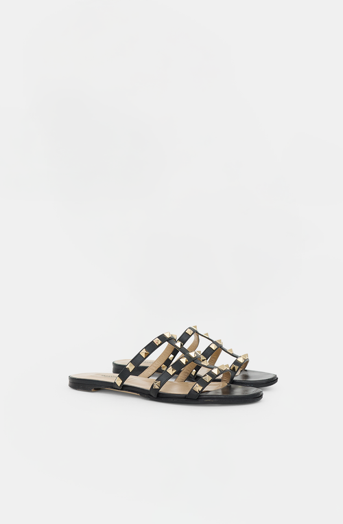 Valentino Leather Rockstud Cage Sandal