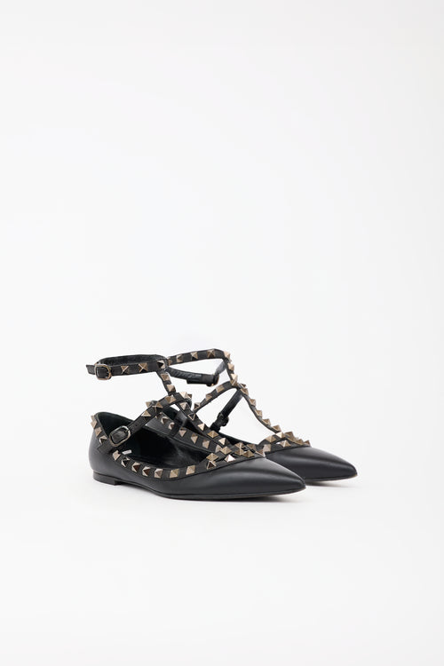 Valentino Leather Rockstud Flat