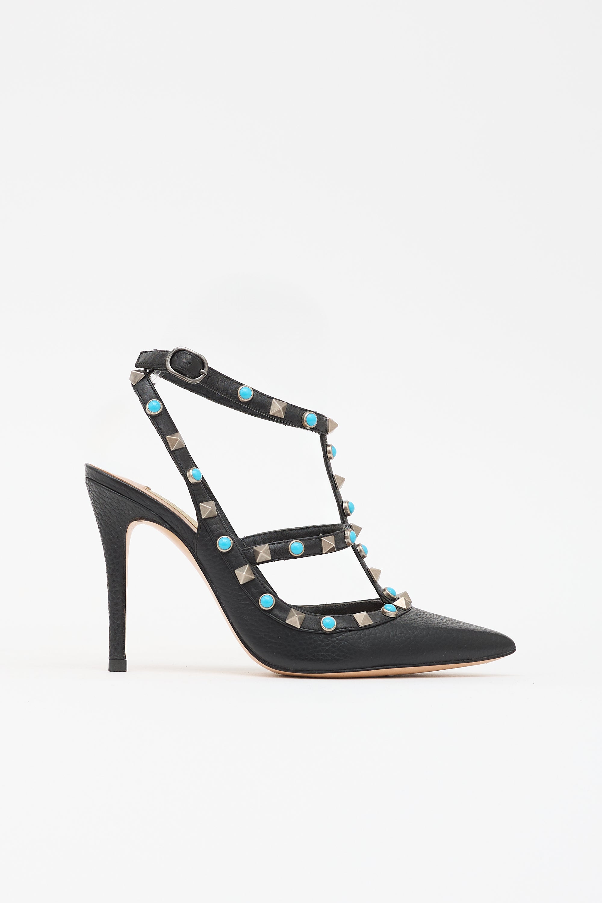 Valentino Leather Rolling Rockstud Pump