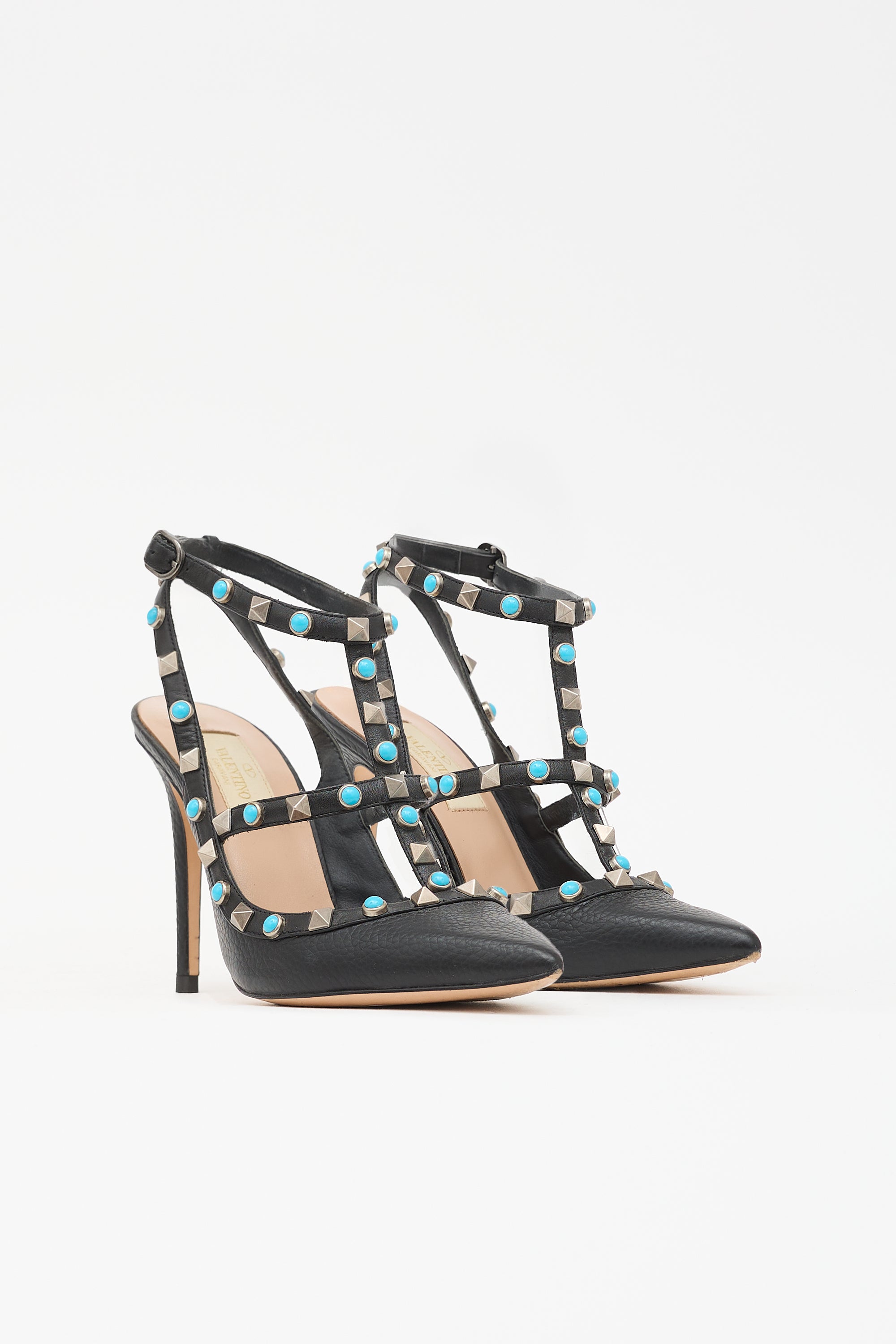 Valentino Leather Rolling Rockstud Pump