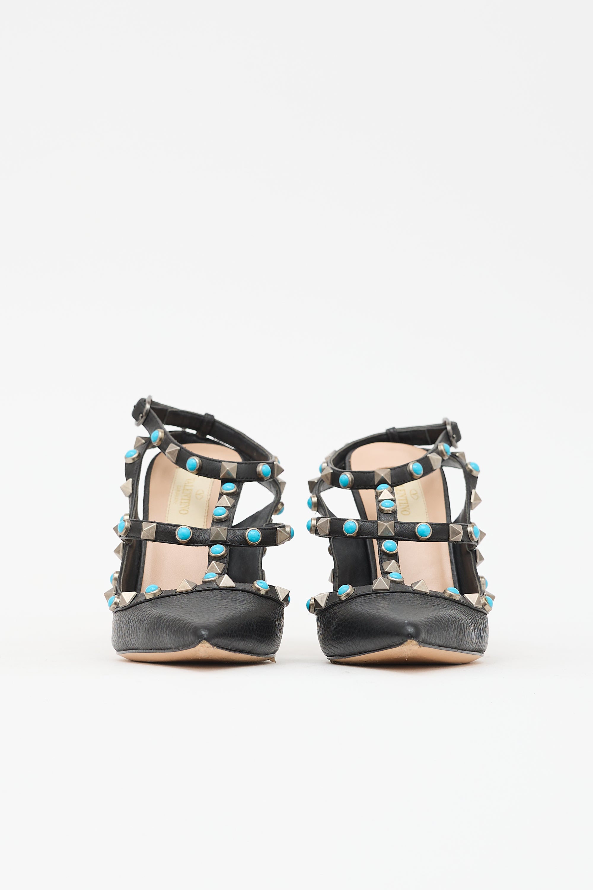 Valentino Leather Rolling Rockstud Pump