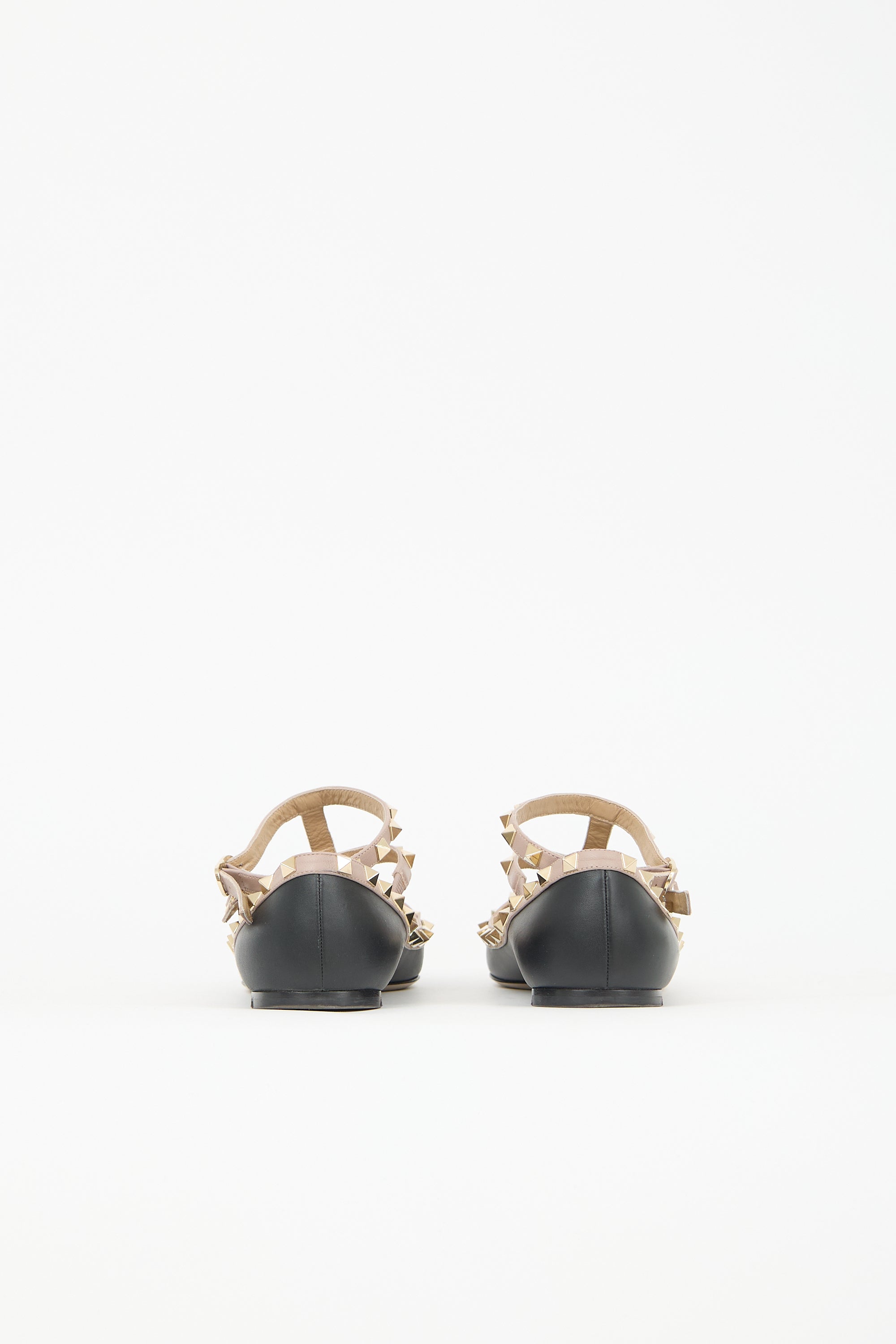 Valentino Leather Rockstud Caged Flat