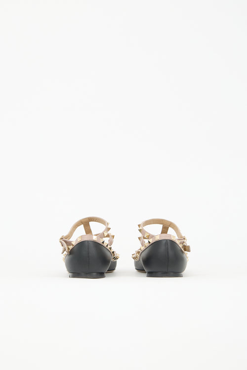 Valentino Leather Rockstud Caged Flat