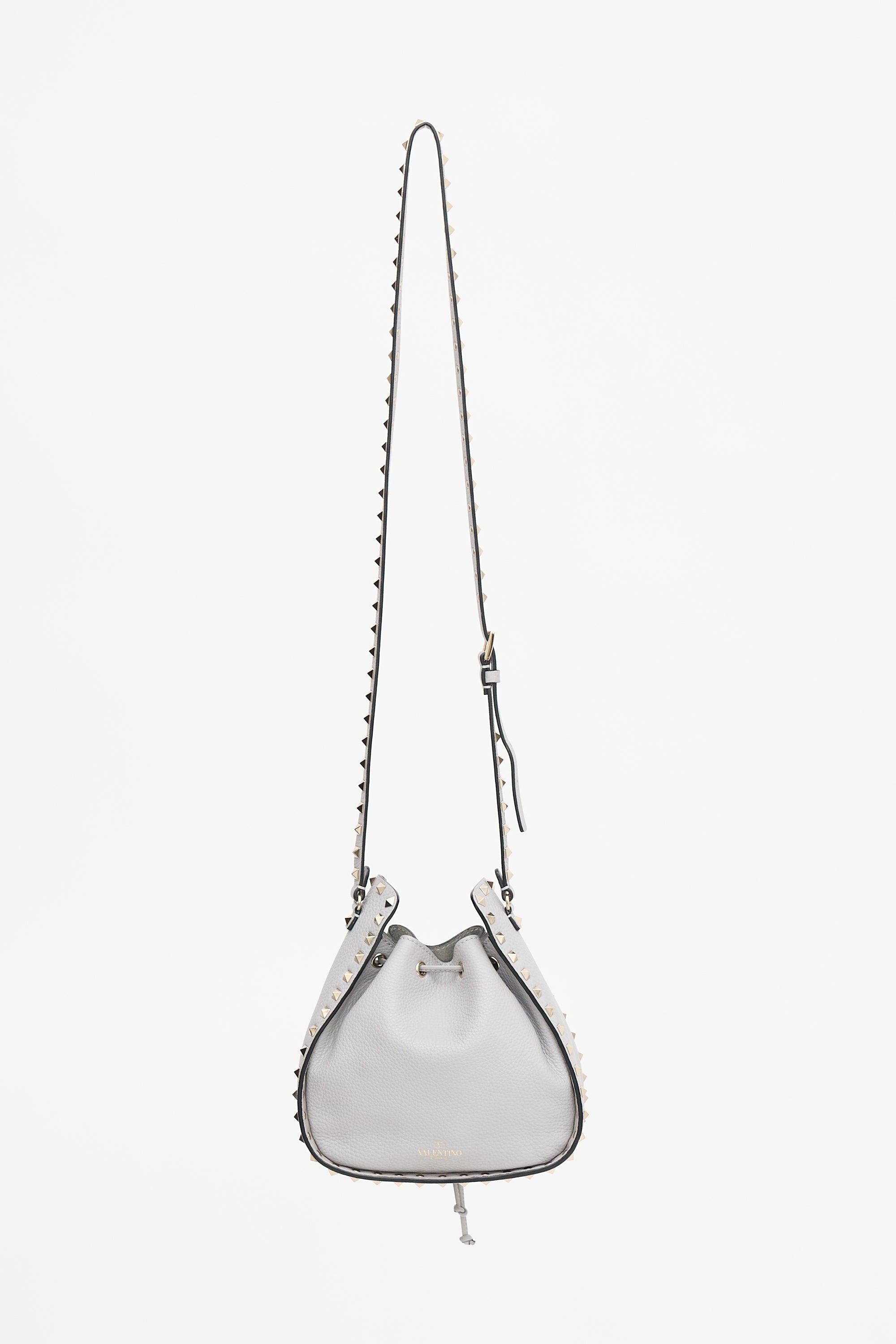 Valentino Leather Rockstud Small Drawstring Bag