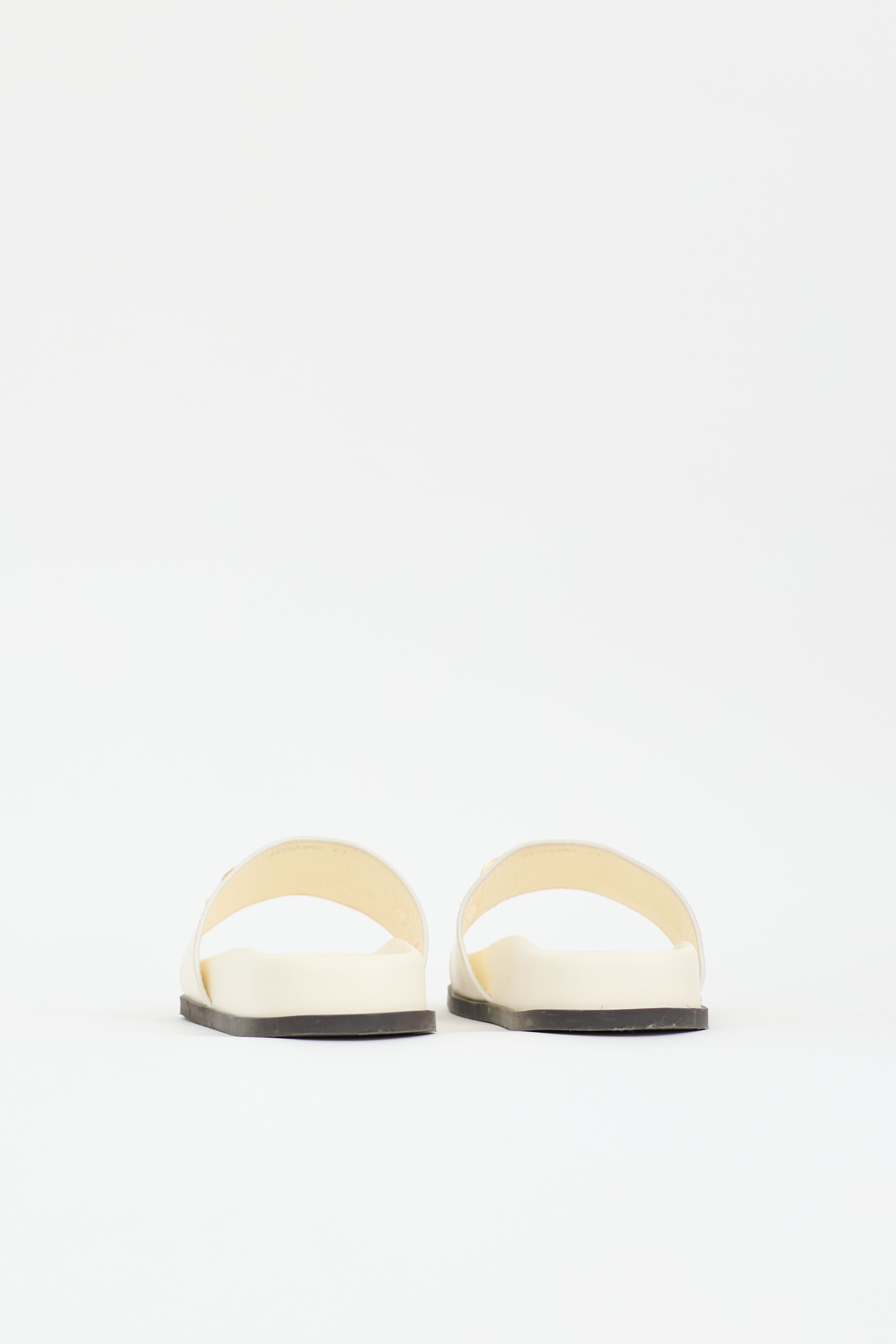 Valentino Leather & Rubber VLogo Chain Slide