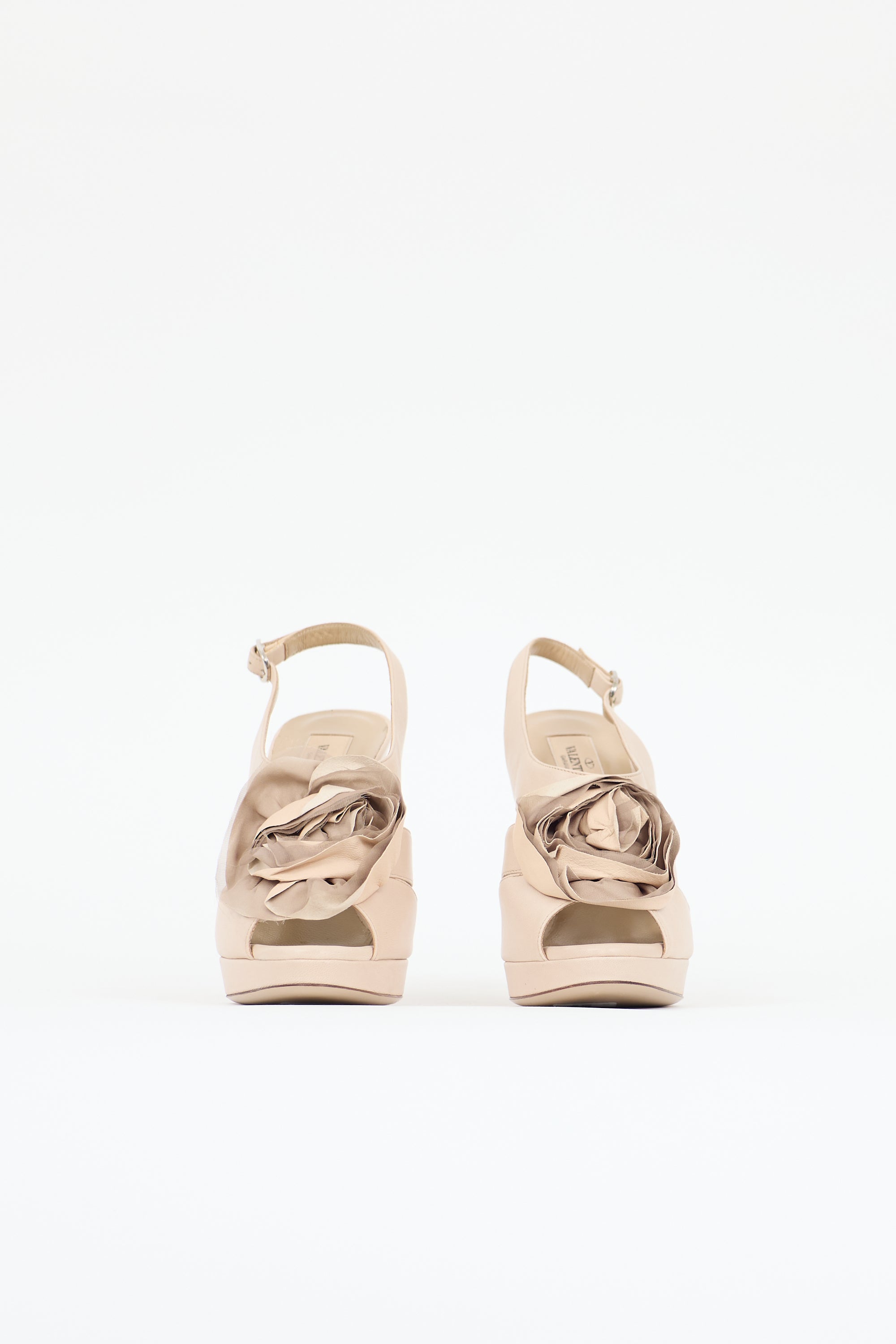 Valentino Leather & Silk Rose Slingback Heel