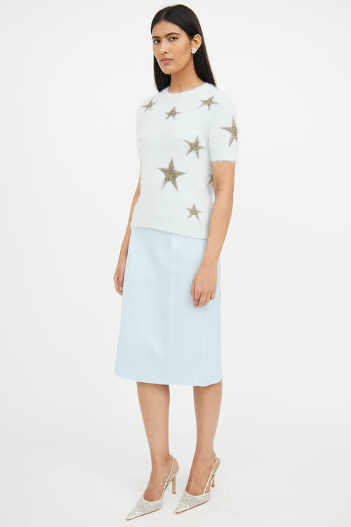Valentino Blue Dot Slit Skirt