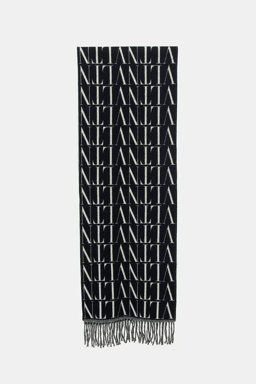 Valentino Wool & Cashmere Logo Scarf