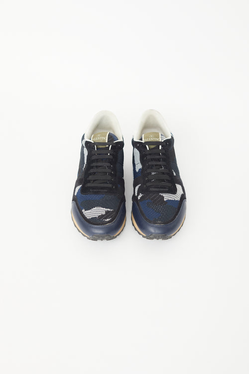 Valentino Navy & Black Rockrunner Knit Sneaker