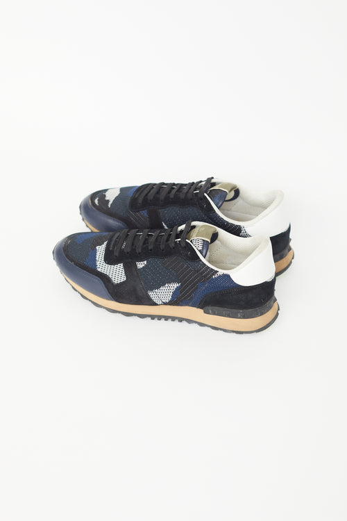 Valentino Navy & Black Rockrunner Knit Sneaker
