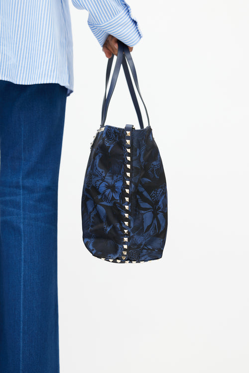 Valentino Navy & Black Butterfly Rockstud Tote
