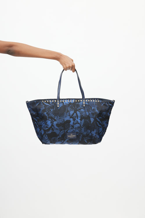 Valentino Navy & Black Butterfly Rockstud Tote