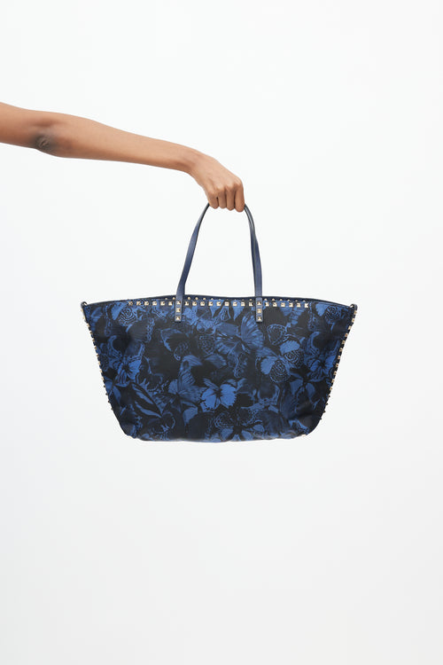 Valentino Navy & Black Butterfly Rockstud Tote