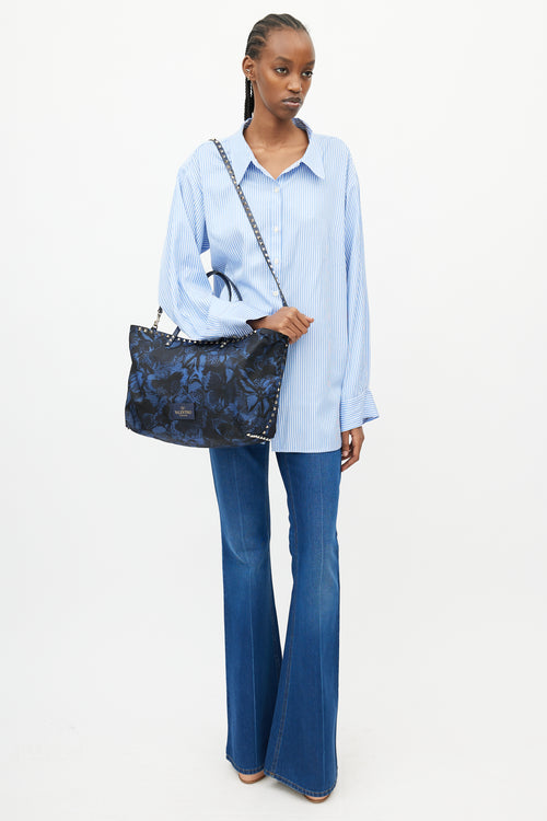 Valentino Navy & Black Butterfly Rockstud Tote