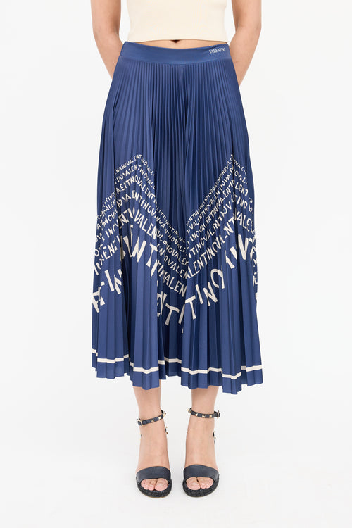 Valentino Logo Pleated Skirt