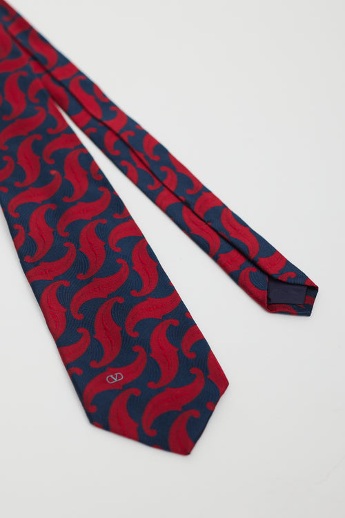 Valentino Navy & Red Silk Paisley Tie