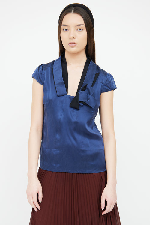 Valentino Black & Navy Bow Blouse
