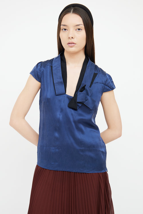 Valentino Black & Navy Bow Blouse