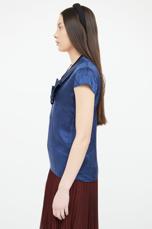 Valentino Black & Navy Bow Blouse
