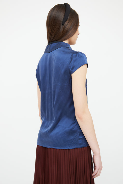 Valentino Black & Navy Bow Blouse
