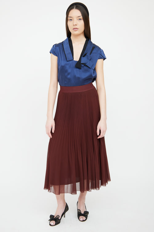 Valentino Black & Navy Bow Blouse