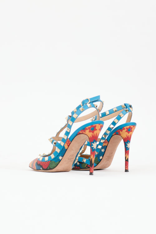 Valentino Printed Rockstud Cage Pump