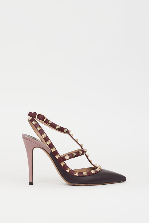 Valentino Purple & Burgundy Caged Rockstud Heel