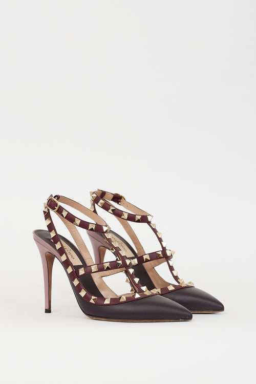 Valentino Purple & Burgundy Caged Rockstud Heel