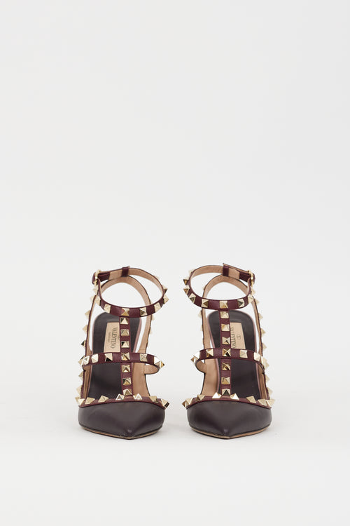 Valentino Purple & Burgundy Caged Rockstud Heel