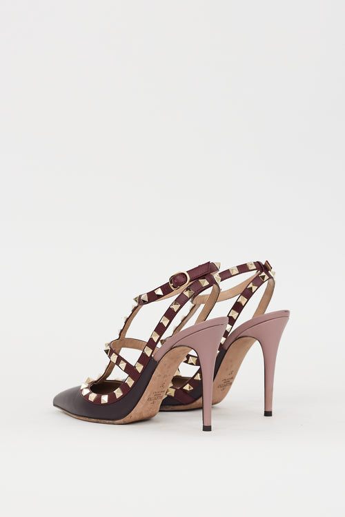 Valentino Purple & Burgundy Caged Rockstud Heel
