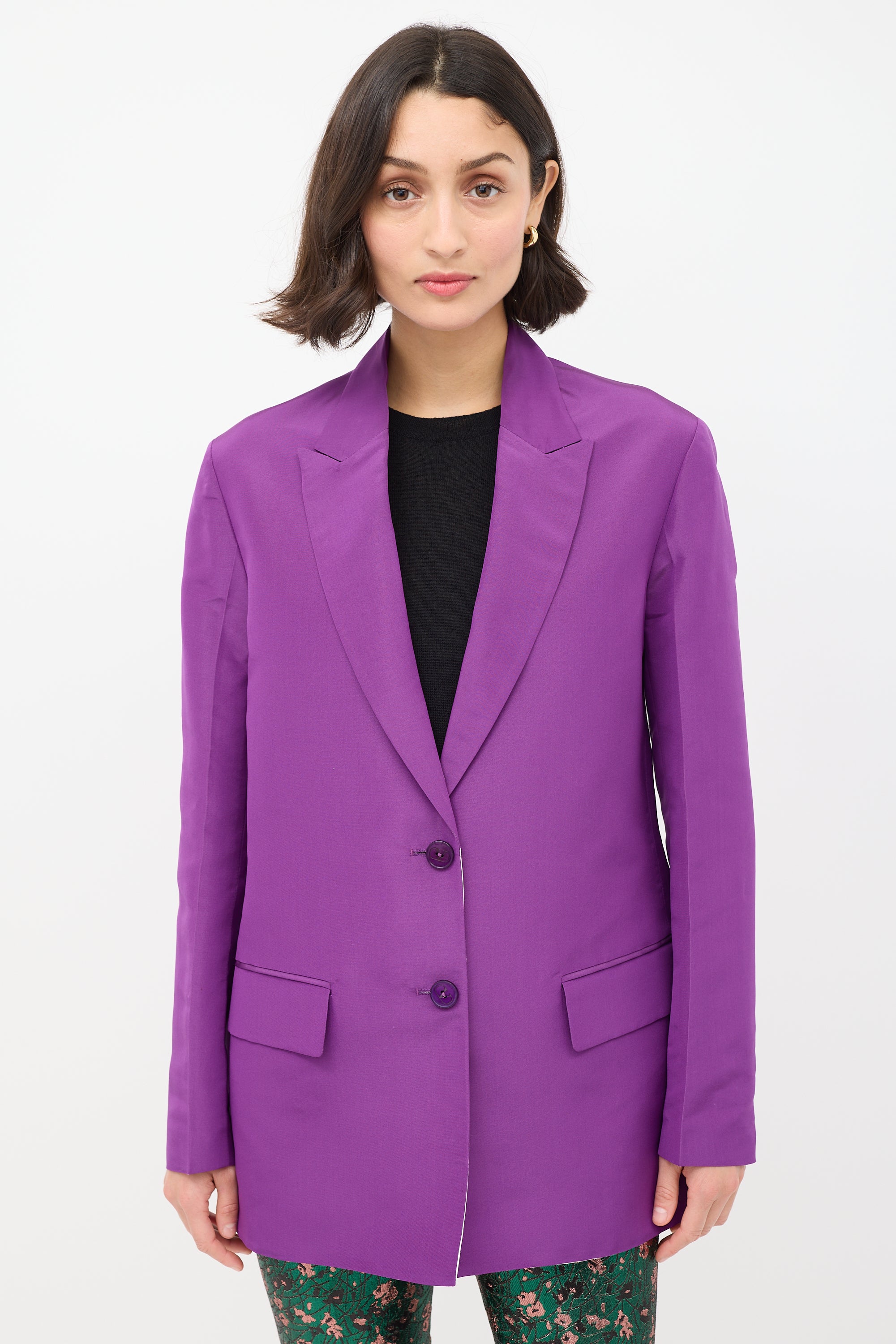 Valentino Purple Silk Two Pocket Blazer