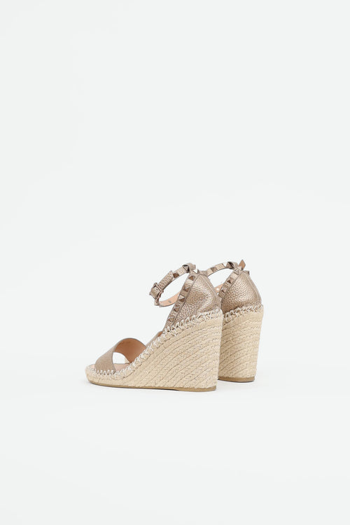 Valentino Rockstud Espadrille Wedge Sandal