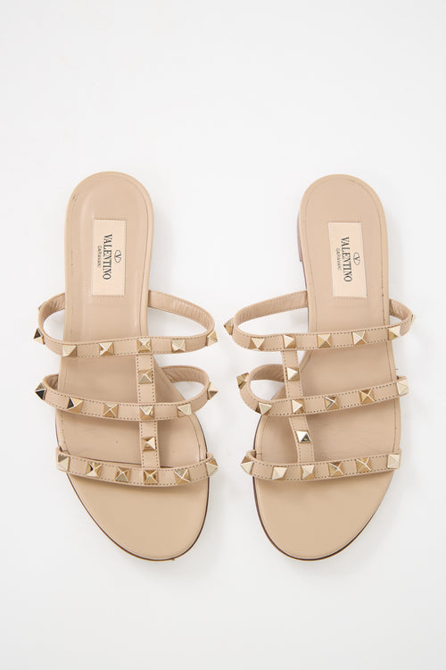 Valentino Leather Rockstud Slide