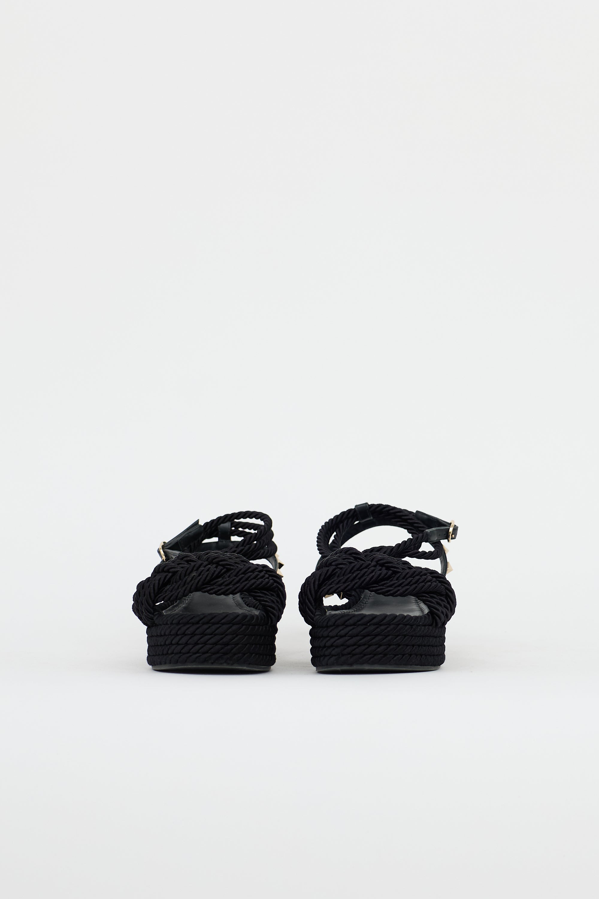 Valentino Rope & Rockstud Platform Sandal