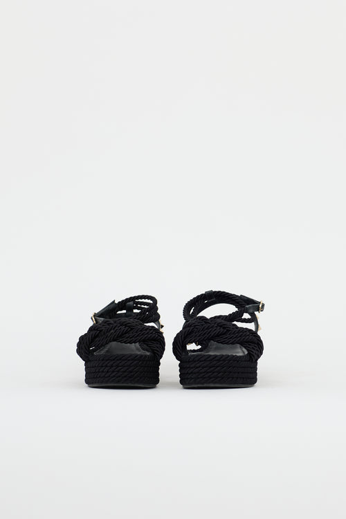 Valentino Rope & Rockstud Platform Sandal
