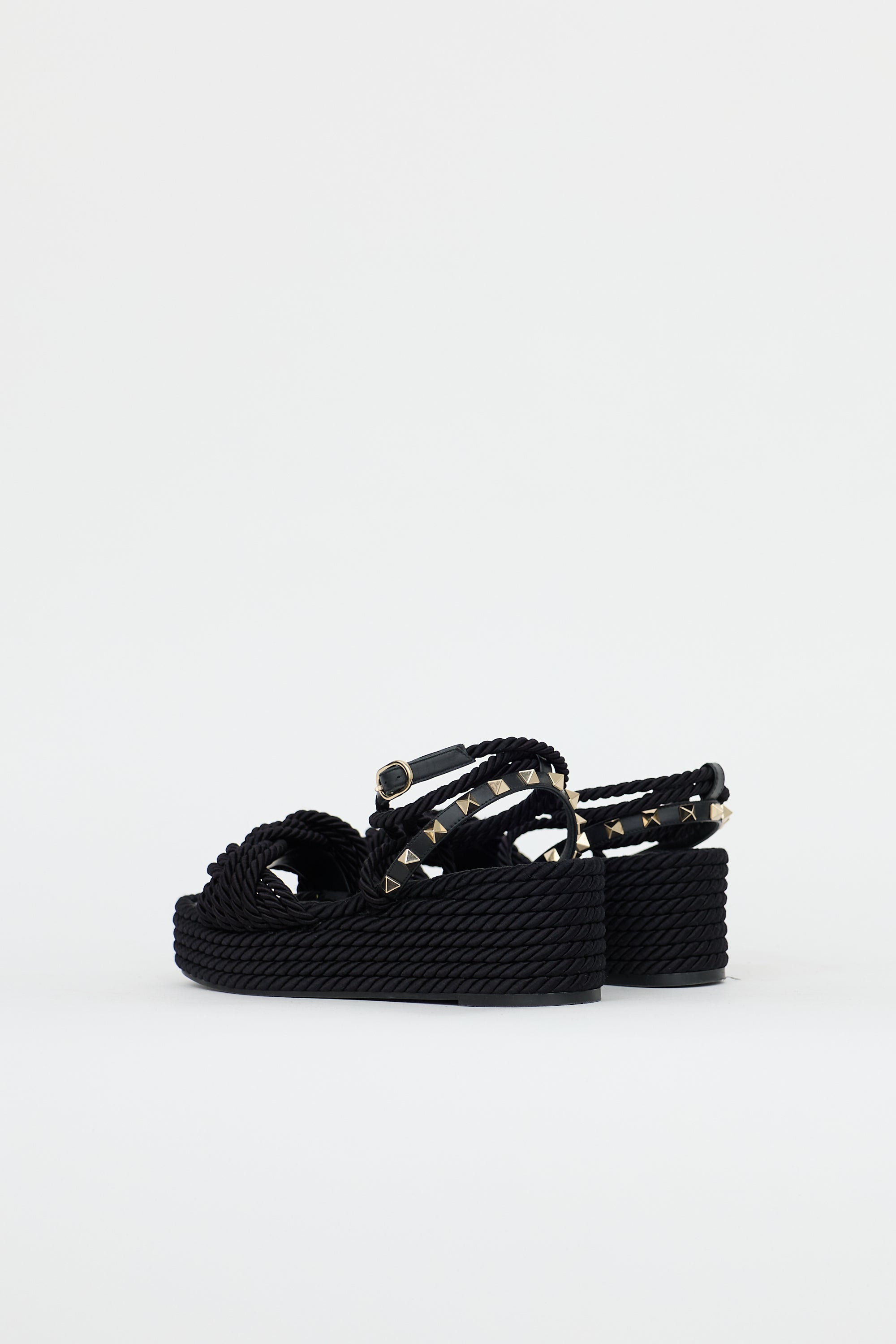 Valentino Rope & Rockstud Platform Sandal