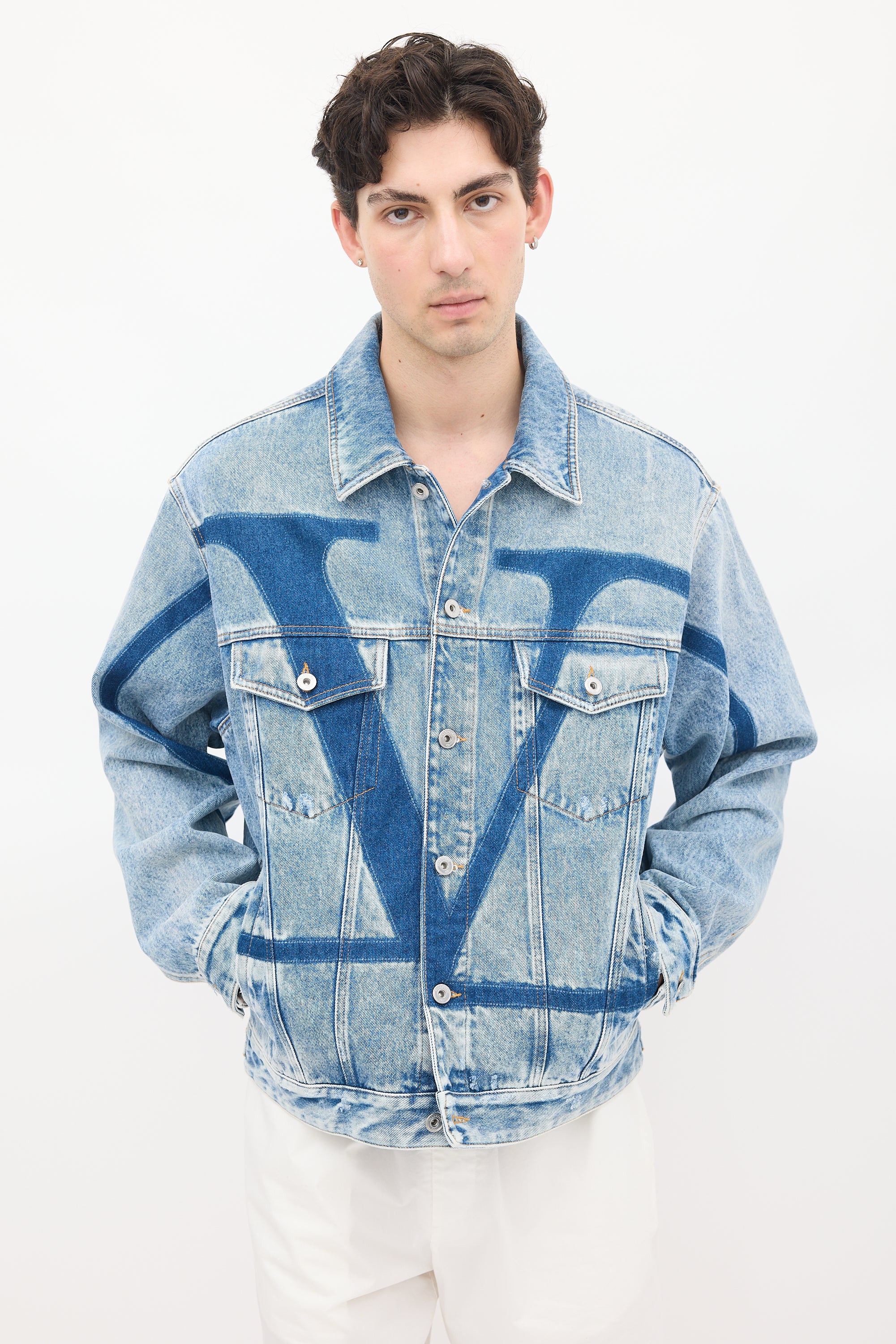Valentino Stone Wash VLogo Denim Jacket